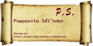 Poppovits Sándor névjegykártya